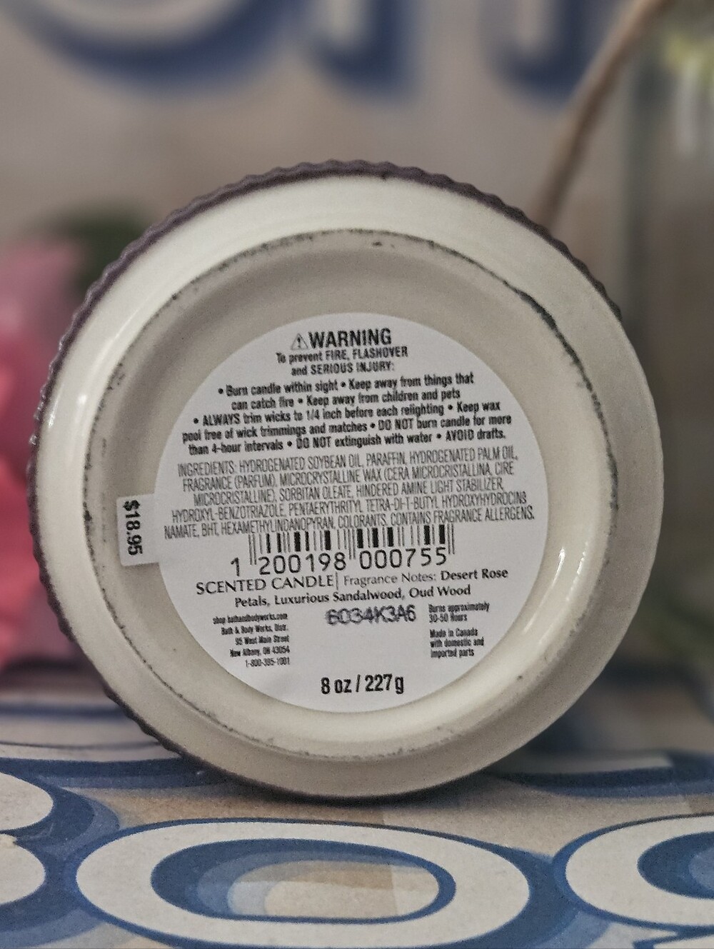 NWT Bath and Body Works Rose & Oud Single Wick Candle in Ceramic Jar - Purple - Picture 5 of 5